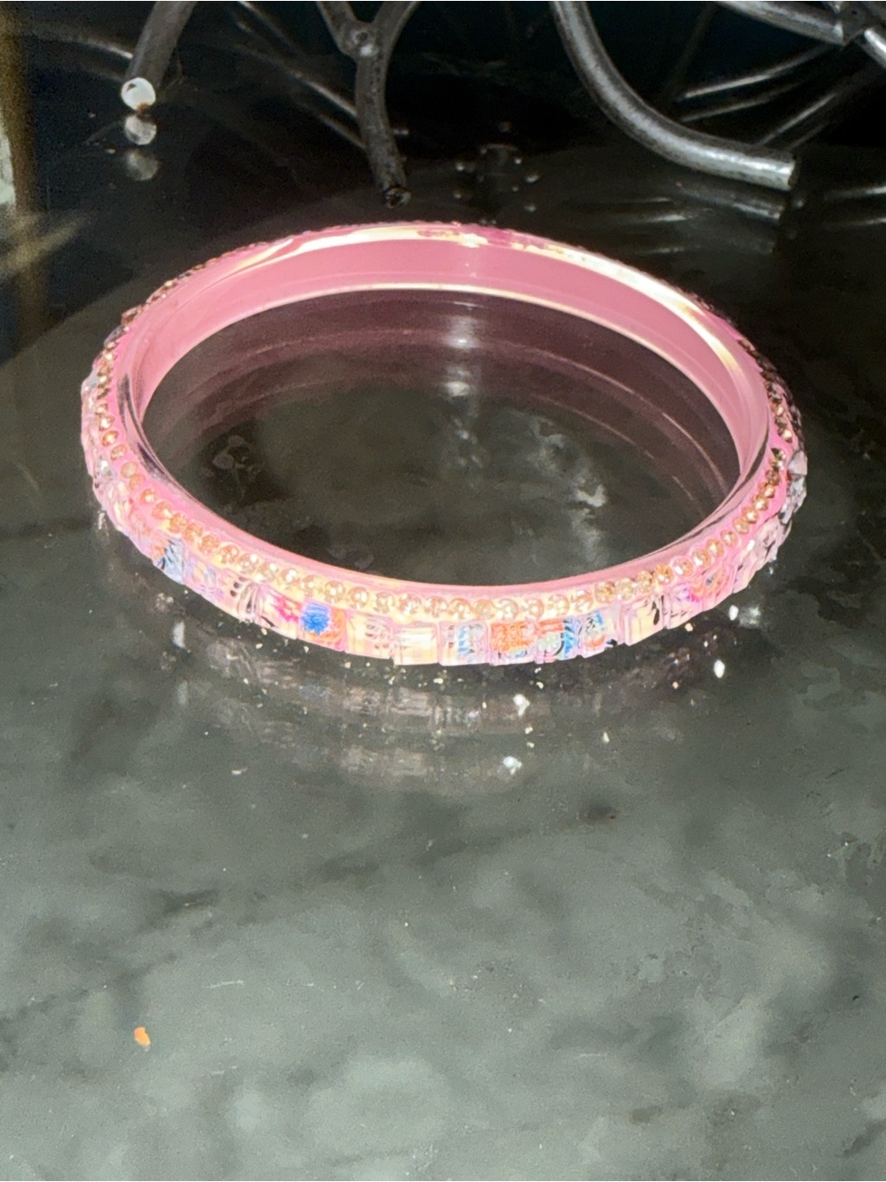 Pink Rhinestone Bangle Bracelet - Picture 10 of 13